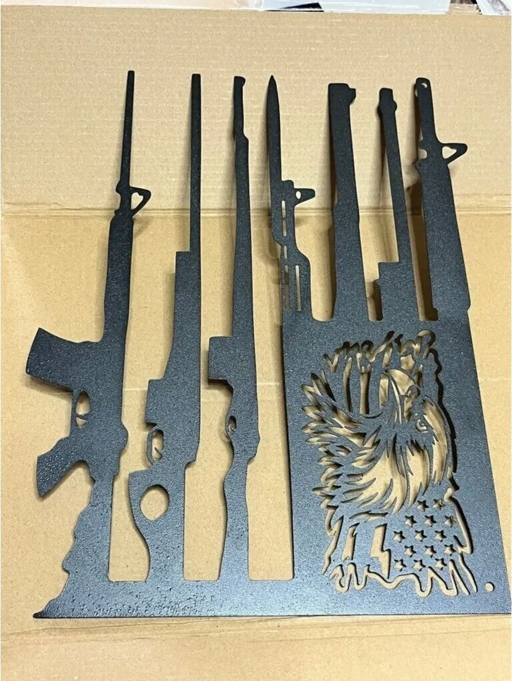 Patriotic American Metal Gun Flag  that makes a statement 12x9”